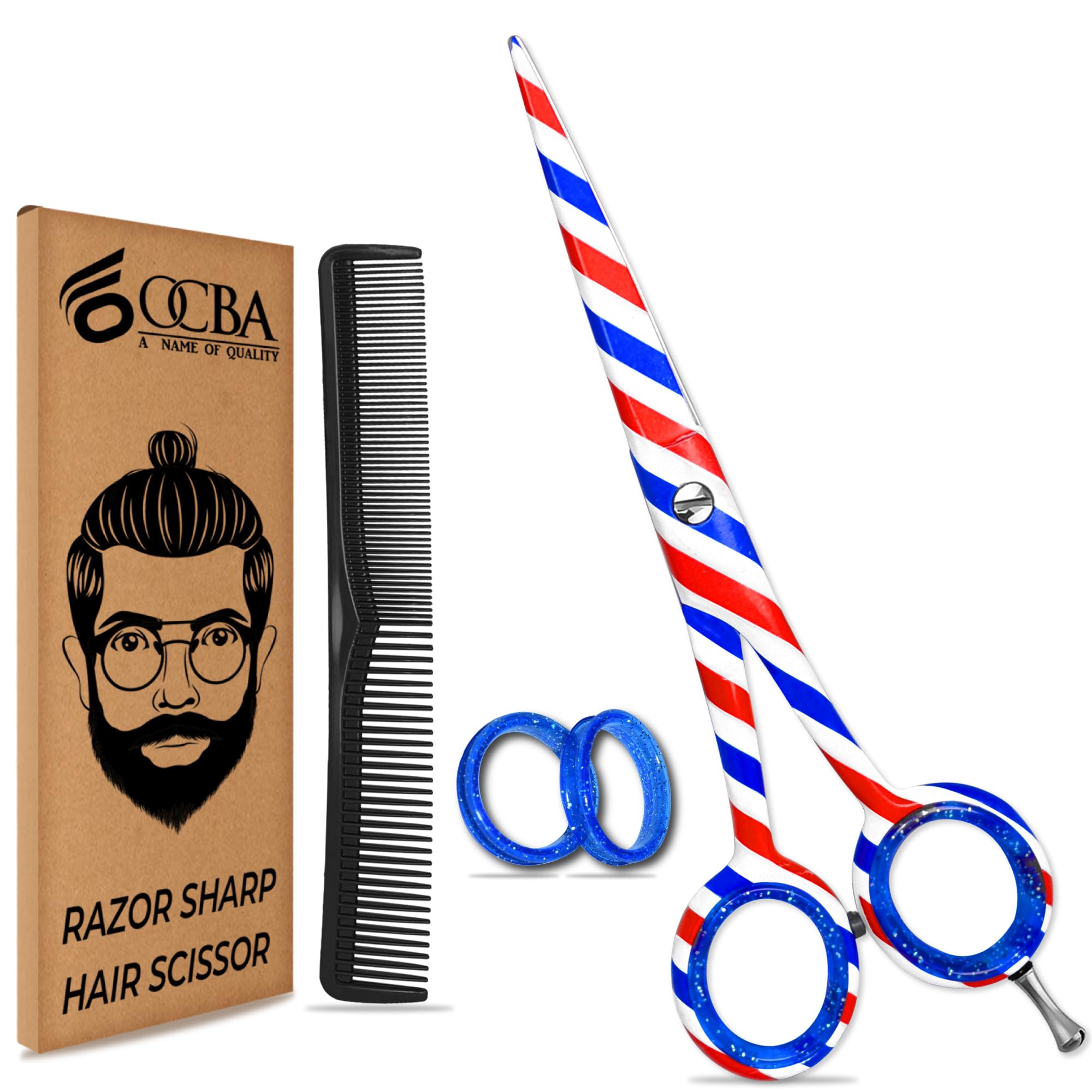 OCBA Professional 6" Hairdressing Scissor Sharp Hair Cutting Scissors for Barbers Hairdressers & Stylists Beard & Haircut Scissors for Men & Women (Traditional Scissor)