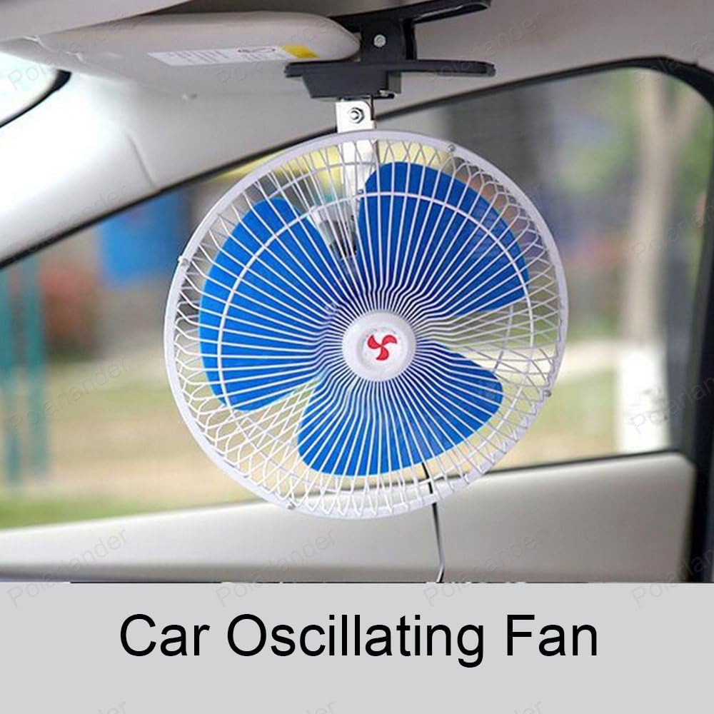 JIUZHOUCAI Mini Oscillating Summer 6 inch 12V 25W Portable Vehicle Auto Car Cooling fan Electric Low Noise Auto Air Conditioner