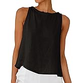 DAOAO Linen Tops for Women Tank Tops Cute Summer Sleeveless Shirts Linen Clothes