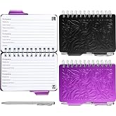 Zonon 2 Pcs Mini Password Book Keeper with Pen,Black, Purple | Small Metal Keeper with Pen, Quick Alphabetical Tabs, Pocket 3.5 x 4.5 Inch Portable Password Organizer Notebook, for Seniors