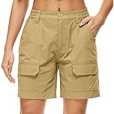 Jessie Kidden Womens Stretch Cargo Hiking Shorts Quick Dry Elastic Waist 7" Casual Shorts for Women
