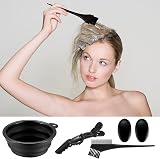 Yibaijia 18 Pcs Hair Colouring Kit Dye Bowl Brush Gloves Clips Apron Ear Covers view 6
