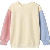 Mud Kingdom Girls Crewneck Sweatshirt Colorblock Pullover Long Sleeve Solid Tops Casual