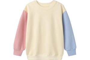 Mud Kingdom Girls Crewneck Sweatshirt Colorblock Pullover Long Sleeve Solid Tops Casual