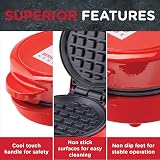 Sensio Home Mini Waffle Maker Red 550W Non Stick Coating Recipes Included view 4