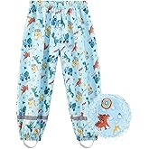 Wanheart Kids Waterproof Rain Pants – PU Coated, Elastic Foot Straps, Reflective Strips, for Kids, Toddlers, Boys & Girls