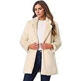 Allegra K Women's Faux Fur Coat Lapel Warm Overcoat Winter Open Front Casual Long Fluffy Jackets
