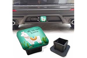 Sutmore Trailer Hitch Cover, Cute Llama with Green Cactus Hitch Cover Rubber Towing Hitch Plug Covers, Square 2 Inch Receiver Tube Plug Cap for Trucks Cars SUVs