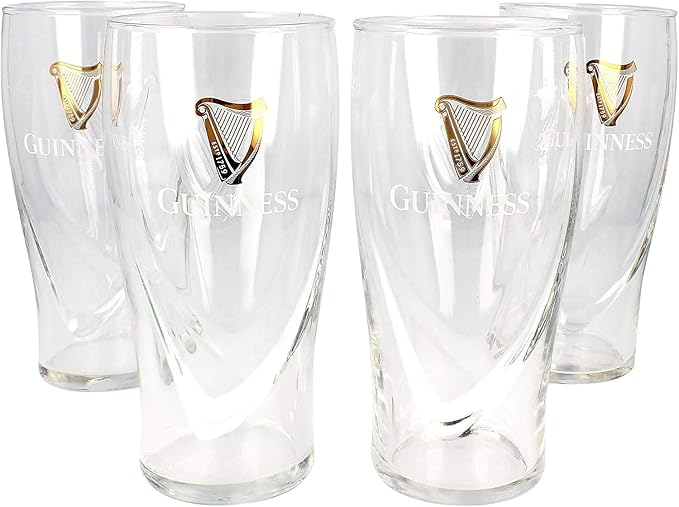 Set of 4 Guinness Beer Glass Pint Glass 20 Ounces Beer