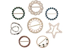 KESAPLAN T-Shirt Clips 9 PCS, Clothes Corner Knotted Button, Fashion Alloy Pearl Rhinestone Circle Clip Buckle Round Shirt Silk Scarf