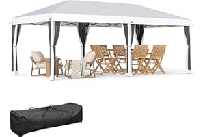 Outsunny 10' x 20' Pop Up Canopy Tent with Netting, Heavy Duty Large Party Tent, Instant Sun Shelter with Carry Bag for Backyard Garden Patio, Cream White