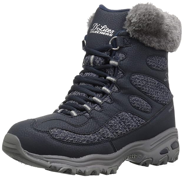 Skechers Damen Waterproof Stiefel D'Lites Bomb Cyclone gefüttert Blau