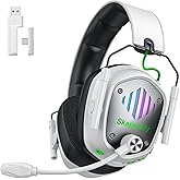Wireless Gaming Headset for PC, PS5, PS4, Switch, Mac, Mobile Phone, USB&Type-C 2.4GHz Gaming Headphones with ENC Noise Cancelling Mic, 50mm Drivers, 3D Surround Sound, Cool RGB Light, 50H GameTime