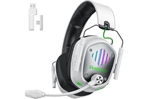 SKAPENDY Wireless Gaming Headset for PS5, PS4, PC, Switch, Mac, Mobile, USB & Type-C 2.4GHz Gaming Headphones with 50mm Drivers, 3D Surround Sound, ENC Noise Cancelling Mic, RGB Lights, 50-Hr Playtime