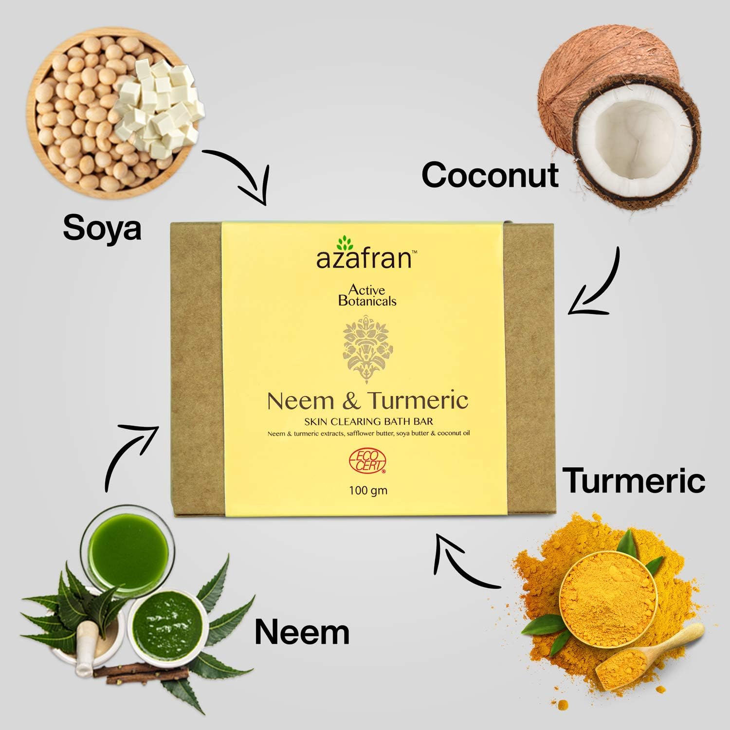 Azafran Turmeric and Neem Bath Soap Bar, Cruelty Free & Vegan - Image 5