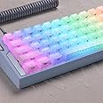 dagaladoo White Ice Crack keycaps,Transparent Custom keycaps 60 75 Percent,Ceramic PBT Key caps Shine Through Key caps,Side Printed,Cherry Profile Keyboard caps for Mx Switches Mechanical Keyboard
