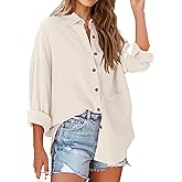 NOLLSOM Casual Shirts for Women Long Sleeve Button Down Blouses Spring 2026 Solid Color Trendy Tops with Pocket