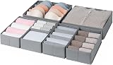 DIMJ 7 Pack Dresser Drawer Organisers Foldable Fabric Storage Cubes Grey