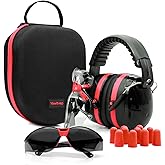 Yewltvep Shooting Ear Protection Gun Range Ear Protection with Earmuffs, Gun Safety Glasses, Earplugs, Hard Storage Case