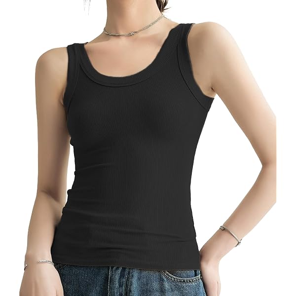 BUENOS NINOS Women's Tank Tops - Sleeveless Slim Fit Crewneck Racerback Ribbed Camisole Tees - View #7