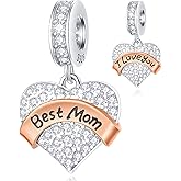 EMOSTAR Family Charms, 925 Sterling Silver Mother Father Daughter Son Sister Brother Godmother Nana Grandma Husband Wife Aunt Niece Cousin Uncle Best Friends, I Love You Dangle, fit European Bracelet