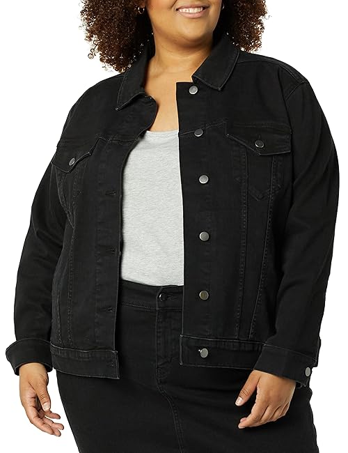 Amazon Essentials Women's Jean Jacket (Available in Plus Size), Black Wash, X-Small