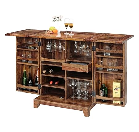 Ringabell Solid Wood Bar Cabinet with Honey Finish (Brown, Standard Size)