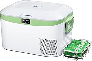 Megiu Car Refrigerator, Portable Car Fridge 12V Refrigerator 13.5 Quart (White)