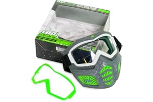 Gel Blaster Elite Face Mask - Glow in The Dark Tactical Face Mask with Detachable Goggles & Adjustable Headband - Facemask with Vented Jaw Frame Fits All Types of Faces - for Ages 14+