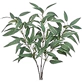 Faux Eucalyptus Stems Willow Eucalyptus Leaves 34” Long Fake Salix Leaves 3 Pcs Artificial Greenery Stems for DIY Bouquet Arrangements Centerpieces Shower Decorations-Artificial Eucalyptus Stems