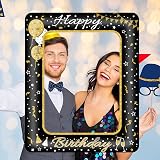 YAAVAAW Happy Birthday Inflatable Selfie Frame Giant Photo Booth Black Gold view 6