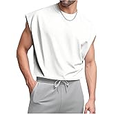 SOLY HUX Men's Cap Sleeve Tank Tops Crewneck Loose Casual Workout Gym Sleeveless Muscle Shirts for Men
