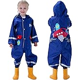 Toddler Rain Suit Boys Girls One Piece Raincoat Cartoon Waterproof Coverall Kids Rainwear S-XXL Size