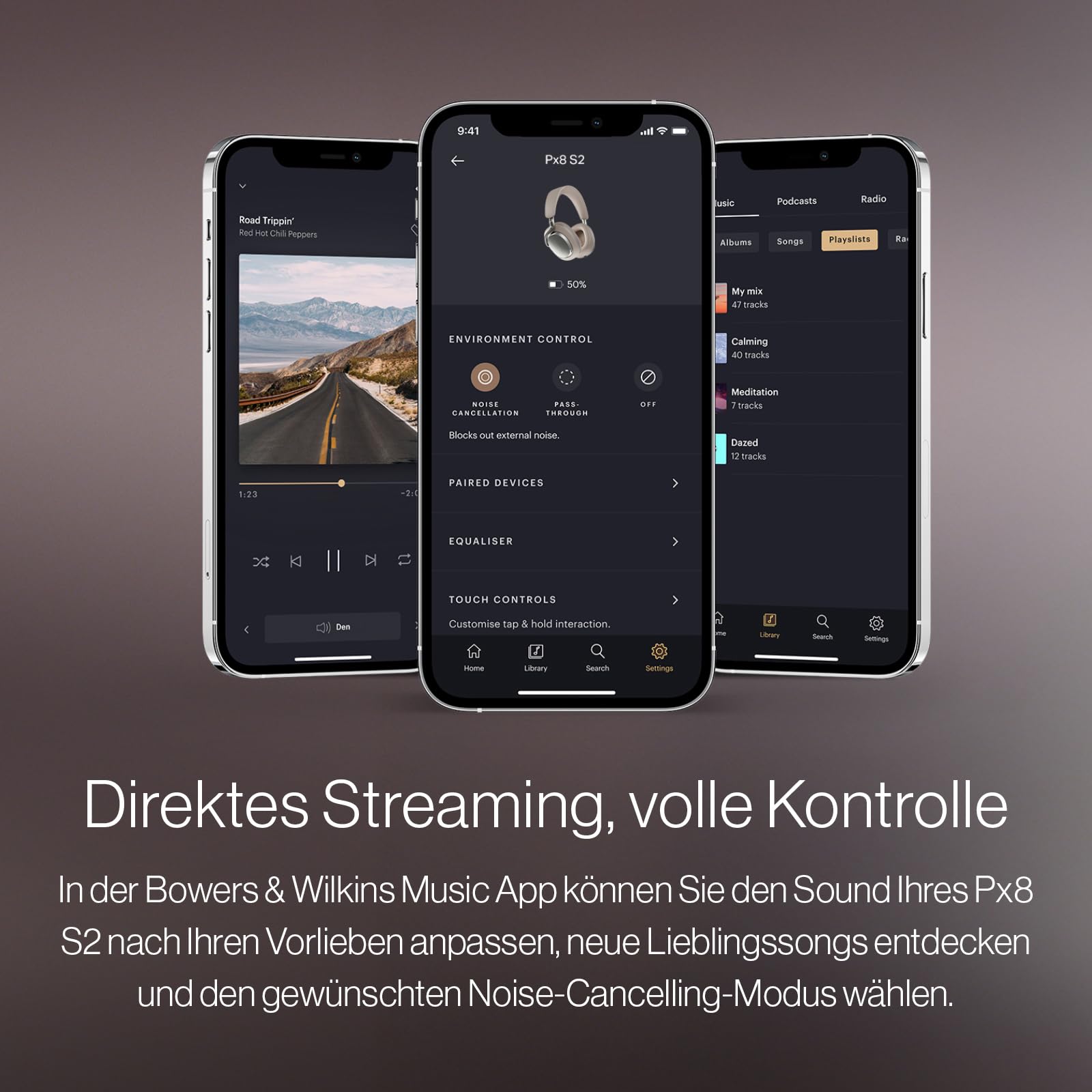 Bowers & Wilkins Px8 S2 Kabellose Noise-Cancelling Kopfhörer mit Bluetooth Audio, Schnellladefunktion, 30 Stunden hochauflösende Wiedergabe & Mikrofon - Onyx Schwarz 9