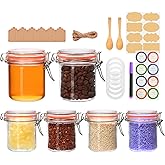 Flrolove 8 oz Small Airtight Glass Jars with Lids,Glass Food Storage Canisters with Lids, Mini Airtight Storage Container for Kitchen Canning, Spice, Honey, Nuts, Snacks, Flour, Set of 6