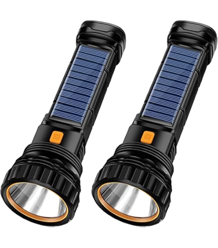 Simpeak 2-Pack Hand Crank Solar Powered Flashlight, Emergency Rechargeable LED Survival Flashlight, Quick Snap Carbiner Dynamo Flash Light Torch for Outdoor Sports, Green