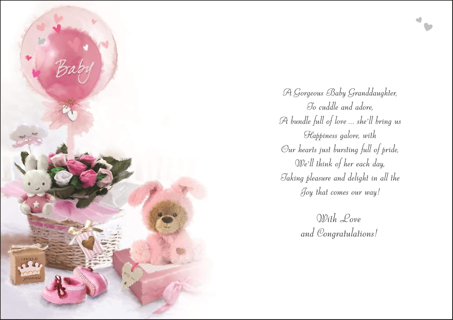 Jonny Javelin Thank You for A Beautiful Granddaughter to Cherish New Baby Card, Pink, 157 mm x 235 mm - Image 3