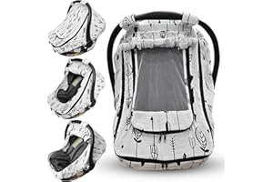 HippoBaby Car Seat Cover for Babies with 100% Cotton Muslin Material | Breathable Carseat Cover for Boys and Girls | Infant Car Seat Canopy for Boys and Girls (Arrows)