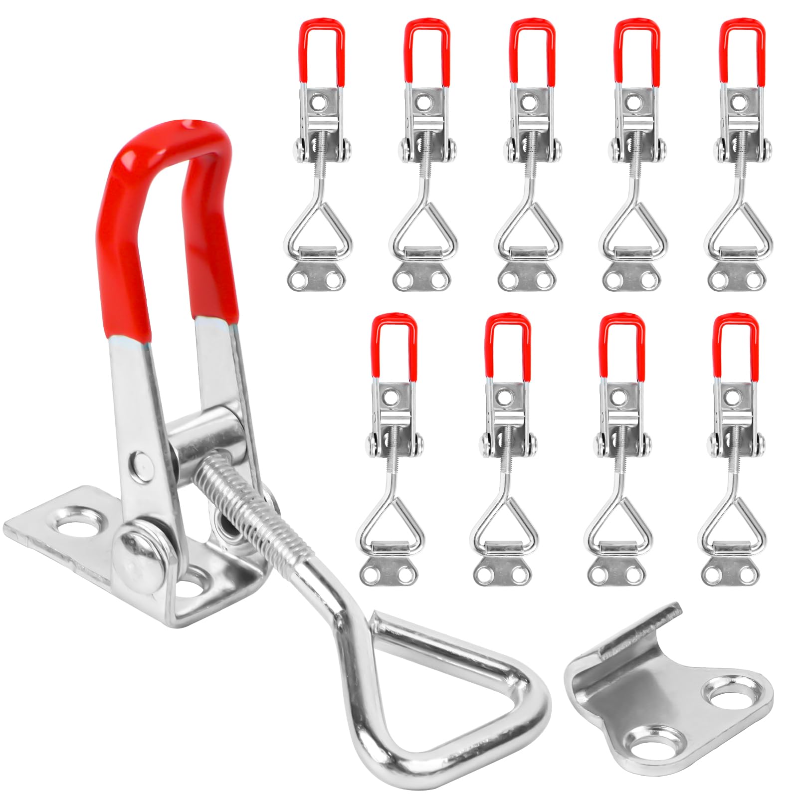 Byffoer Stainless Steel Toggle Latch, Pack of 10, Adjustable Toggle Lever Tensioner, Box Closure, Hold Capacity Latch Button Toggle Latch for Cupboards, Doors, Boxes, Suitcases