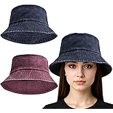2 Pieces Bucket Hat Sun Packable Travel Beach Fishing Hat for Men Women