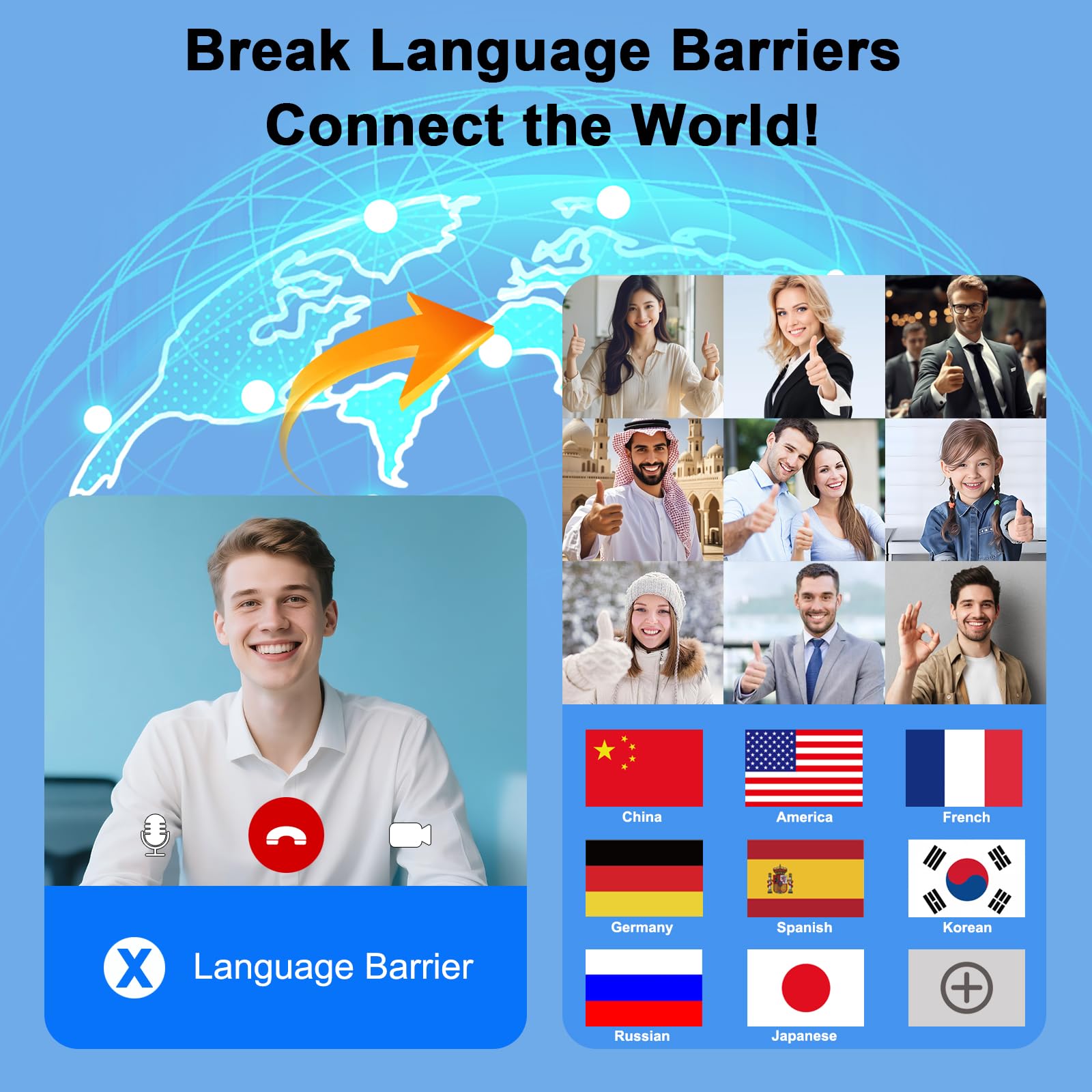 AI Translation Earbuds Real Time 164 Languages & Accents, Audifonos Traductores Inglés Español, IPX7 Waterproof & 10-Min Fast Charge, Bluetooth 5.4 Open-Ear Translator Earbuds for iOS/Android