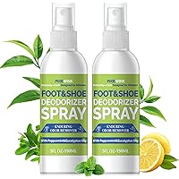 Foot & Shoe Deodorizer Spray, 5 fl.oz Instant Odor Eliminator for Smelly Shoes & Feet - Long-Lasting Freshness, 2-Pack