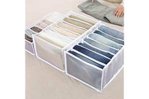Xiuganpo 7 Compartment White Nonwoven Pants Storage Box Organizer for Closet Tidy Laundry Room, 2Pcs, 14 X 10 X 8 Inches