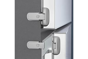 PILISPARK 2 Pack Refrigerator Lock for Kids with Adhesive, Child Proof Fridge Locks to Keep Door Closed, RV Refrigerator Door Latch, Freezer Door Lock for Toddlers Dogs and Cats, Easy Installation