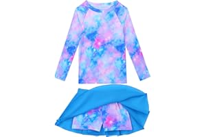 Snowheart Girls Rash Guard Swimsuit Set Long Sleeve Bathing Suit Two Piece 3-12 Years