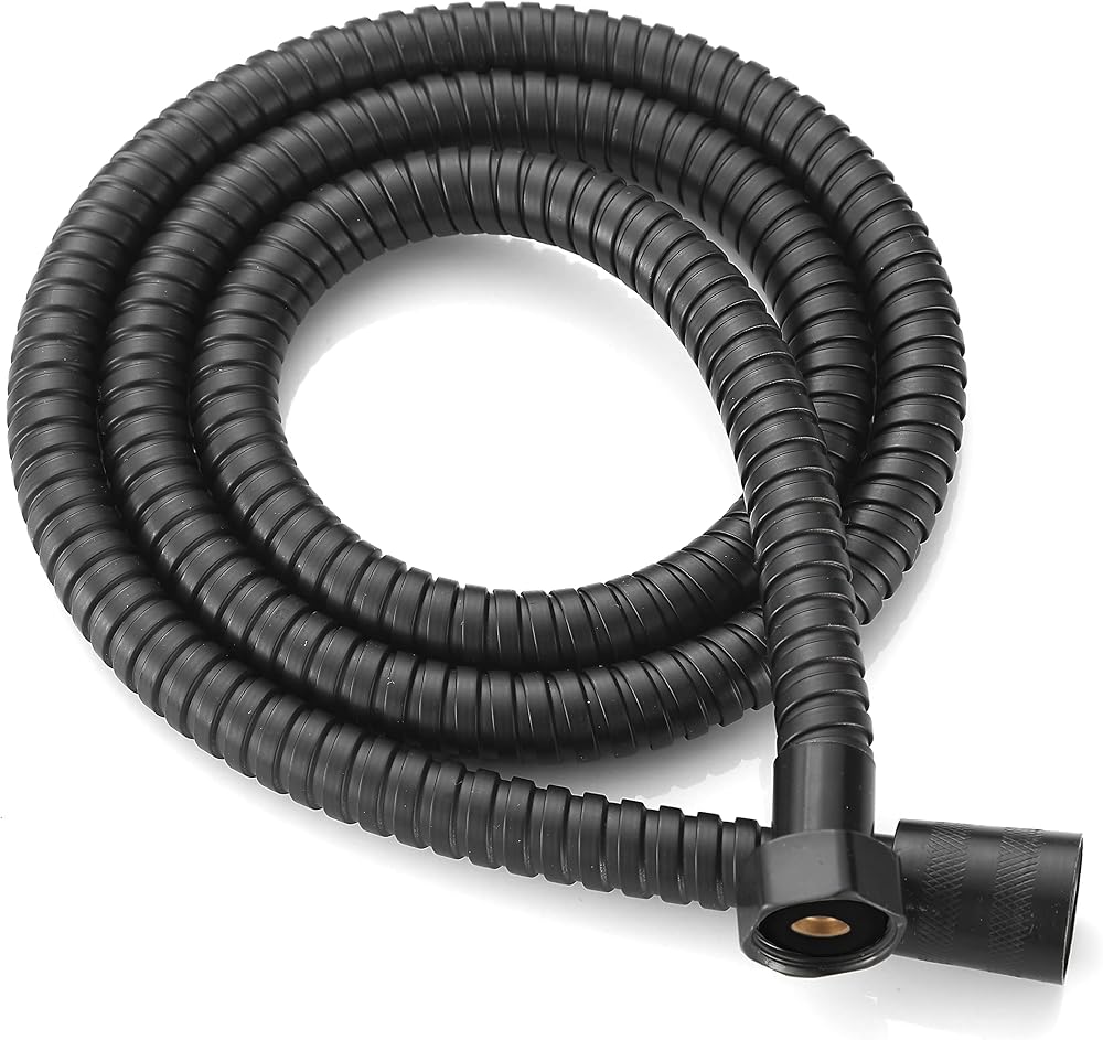 Xcel Home 1.5m Black Stainless Steel Anti-Kink Shower Hose Solid Connector