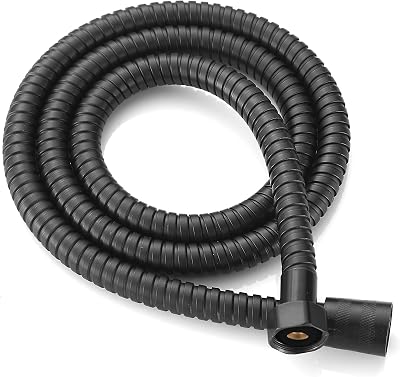 Xcel Home 1.5m Black Stainless Steel Anti-Kink Shower Hose Solid Connector