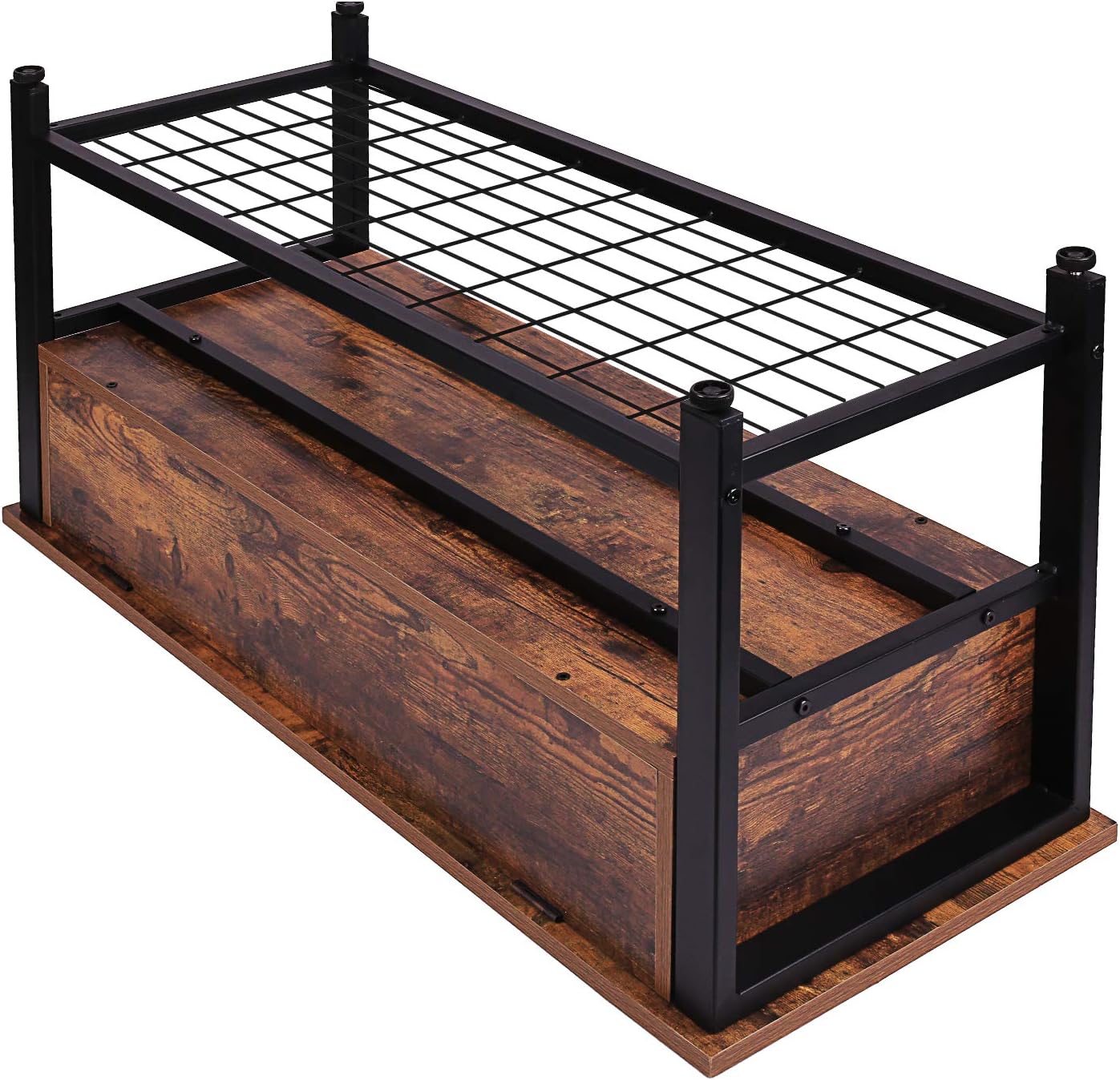 Industrial Storage Bench, Entryway Lift Top Shoe Storage Bench in Dining Room, Hallway, Living Room Metal Frame: Kitchen & Dining