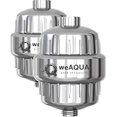 weAQUA Heavy Duty 2-Pack Shower Filter for Hard Water Chlorine Heavy Metals | Reduces Dry, Itchy Skin, Frizzy Hair