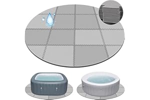 OYRLIZE 78 Inch Round Hot Tub Mat - Extra-Thick Interlocking Hot Tub Protective Pad Spa Pool Foam Insulation Mat Ground Base Flooring Protector for Portable Inflatable Hot Tub Accessories Outdoor Indoor